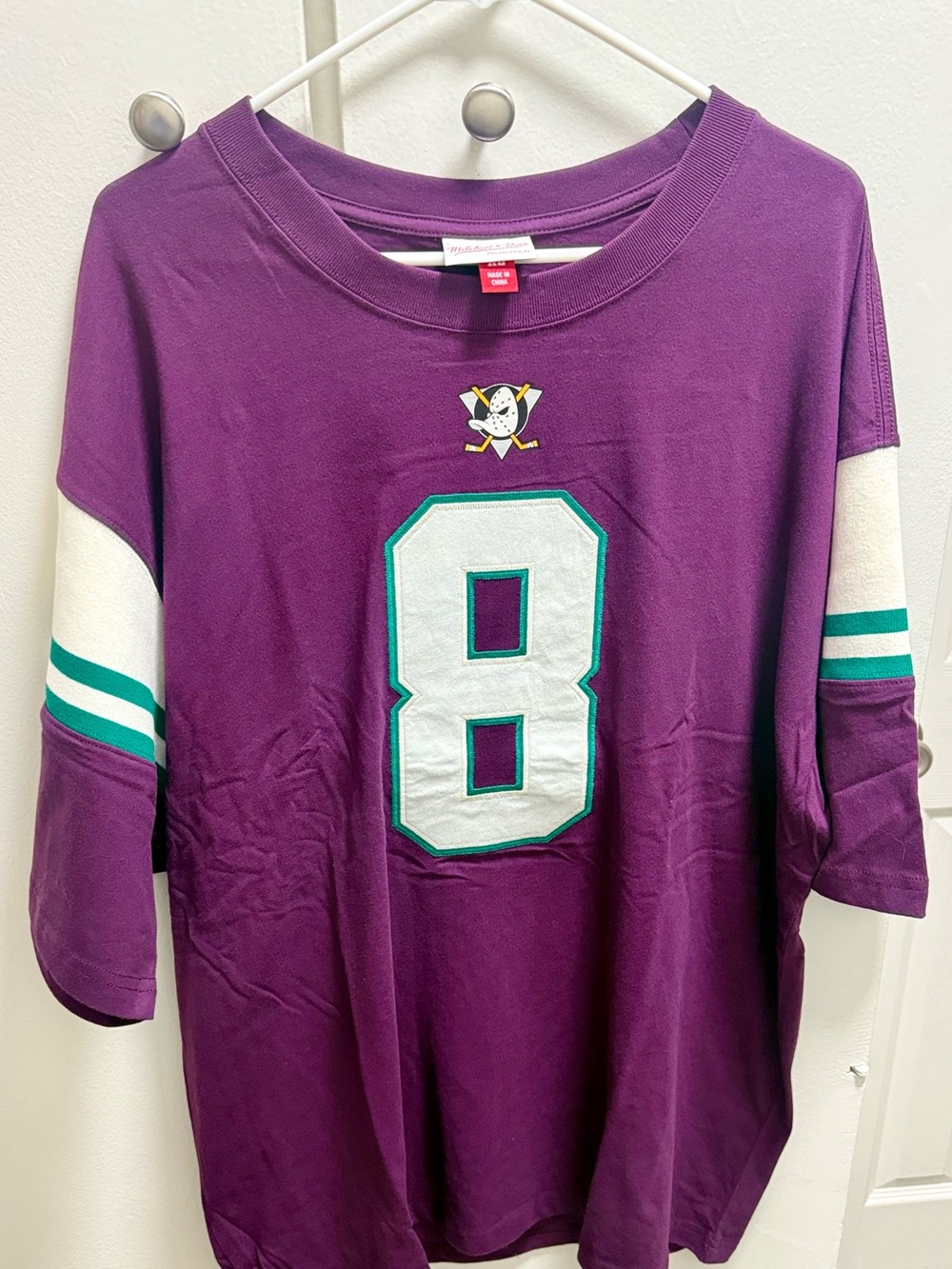 Mitchell & Ness Anaheim Ducks Teemu Selanne #8 Purple Jersey Tee XL NWT